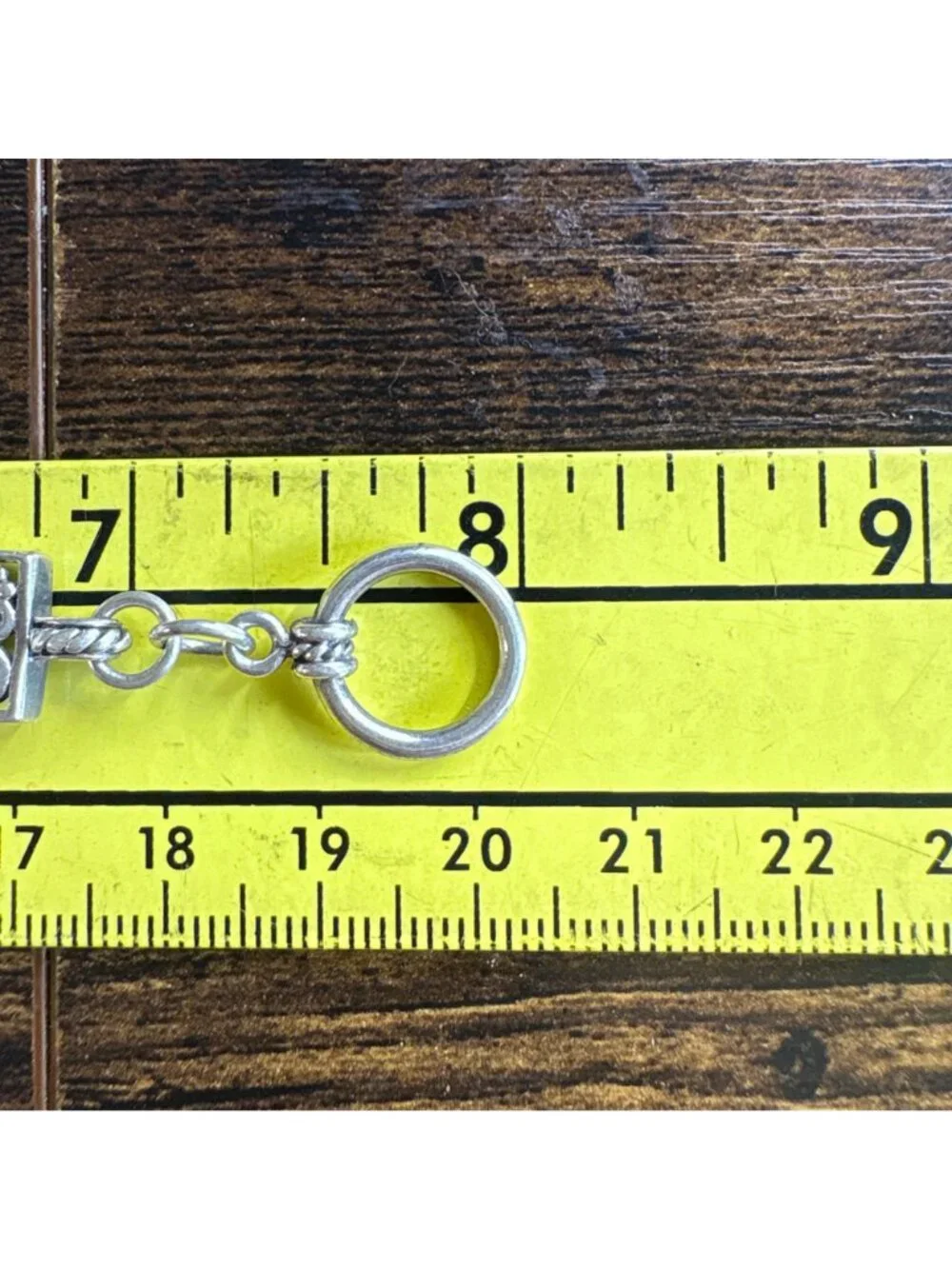 Scroll Design Link Bracelet Toggle Clasp Sterling Silver 925 Size 7.5